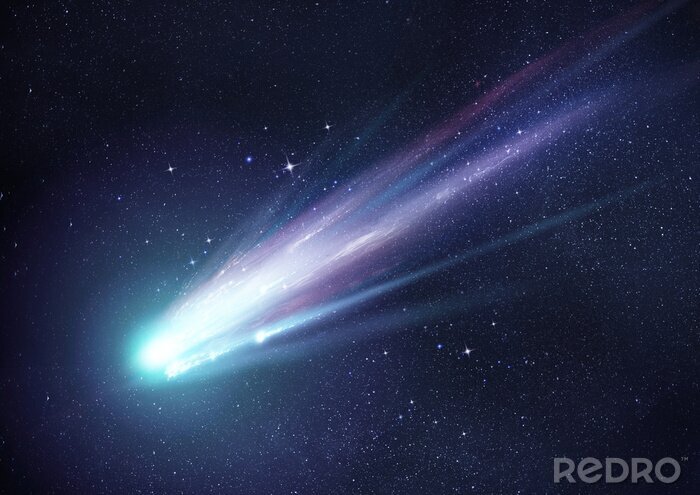 Sticker Komet, der durch einen Himmel voller Sterne rast
