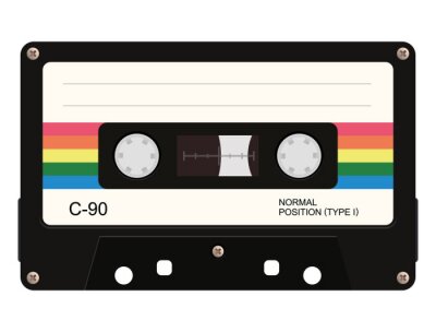Sticker Kompaktkassette mit Regenbogenflagge Grafik