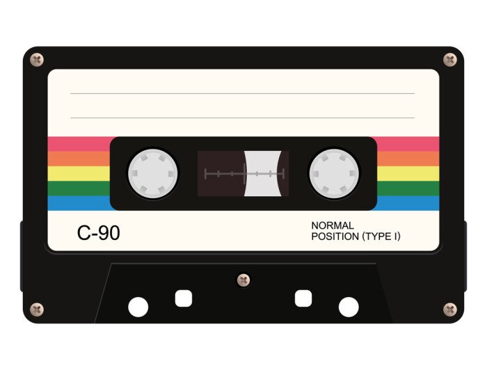 Sticker Kompaktkassette mit Regenbogenflagge Grafik
