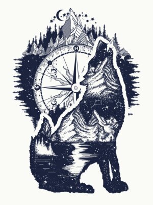 Kompass und Wolf