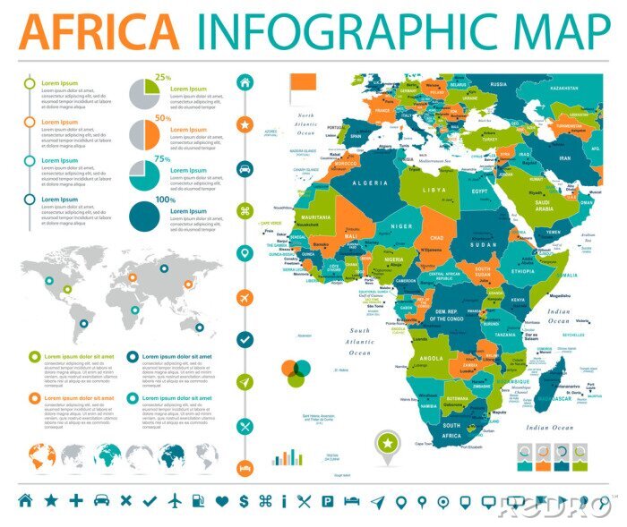 Sticker Kontinente Infografik über Afrika