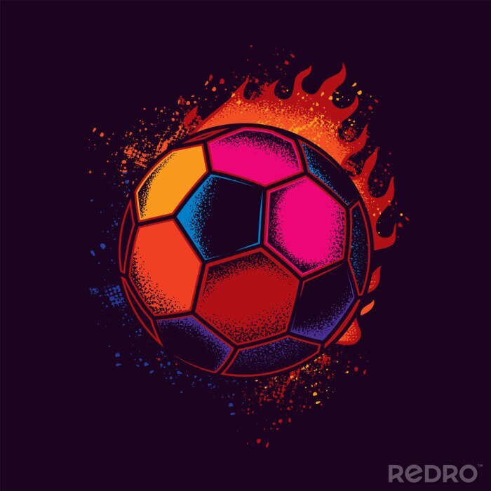 Sticker Kontrastreiche Grafik mit einem von Flammen umgebenen Ball