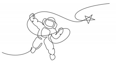 Sticker Kosmischer Astronaut mit Stern einfache Grafik