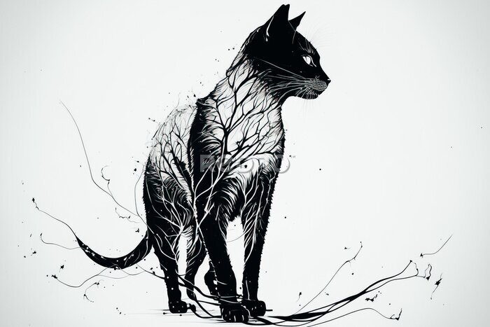 Sticker Künstlerisches Kunstwerk mit einer Katze