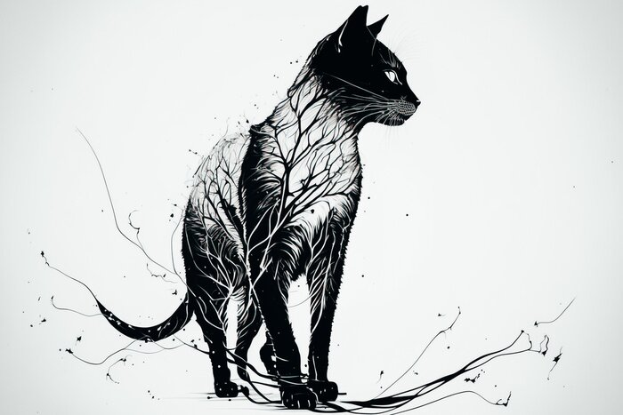 Sticker Künstlerisches Kunstwerk mit einer Katze