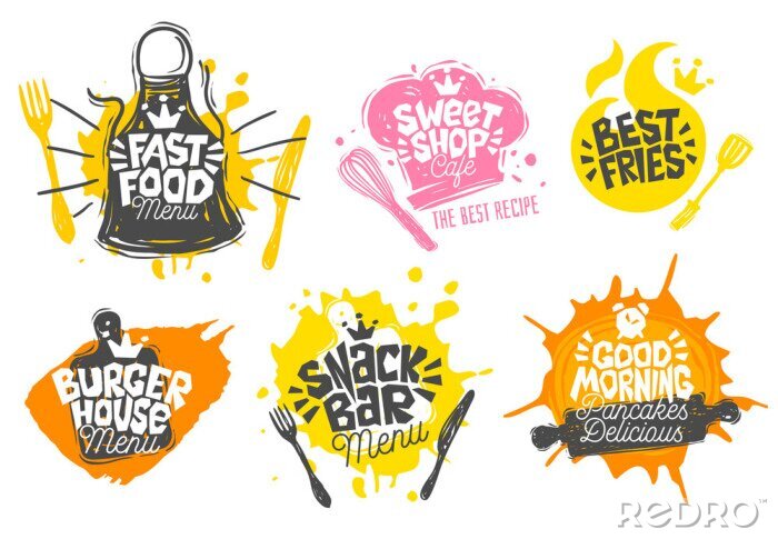 Sticker Kulinarische Werbegrafiken in leuchtenden Farben