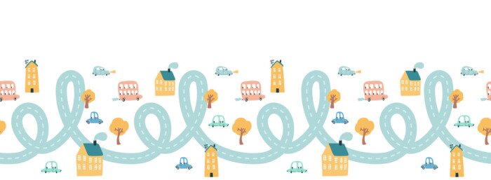 Sticker Kurvenreiche Straße durch eine kleine Stadt