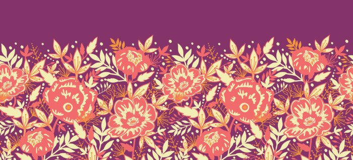 Sticker Lachsfarbene Blumen auf lila Hintergrund