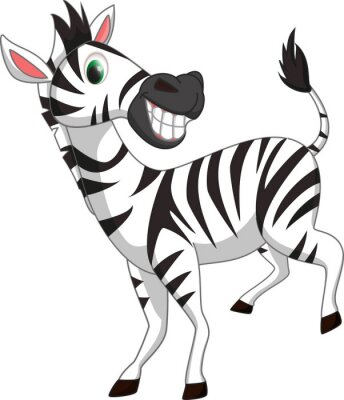 Sticker Lächeln eines Zebras  das auf einem leeren Hintergrund steht