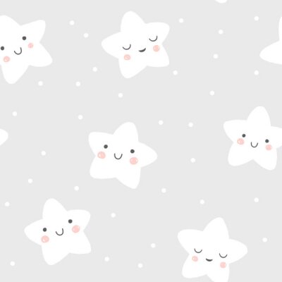 Tapete Lächelnde und schlafende Sterne im skandinavischen Stil