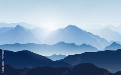 Landschaft mit Silhouetten von Bergen