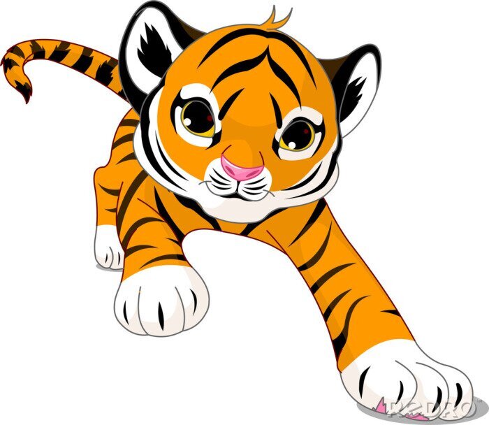 Sticker Laufen Baby-Tiger