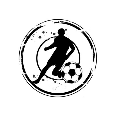 Sticker Laufender Fußballspieler minimalistische Grafik schwarz-weiß