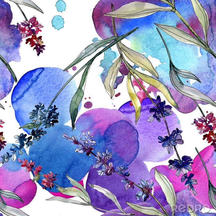 Sticker Lavendel auf Aquarell-Hintergrund