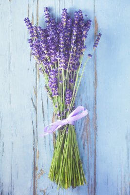 Sticker Lavendel auf Holz in blauer Farbe