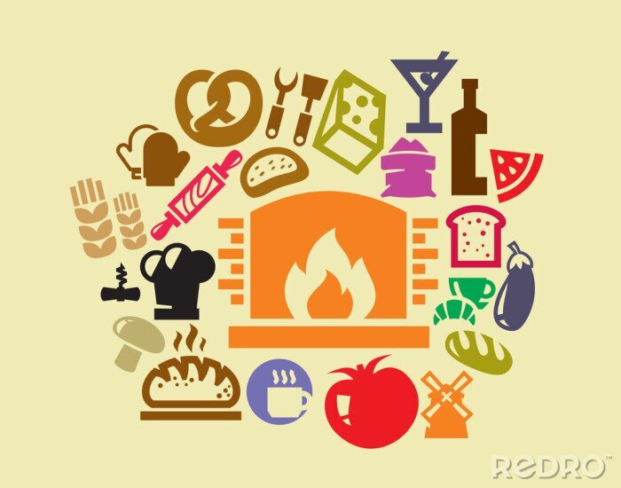 Sticker Lebensmittel-Icon-Set