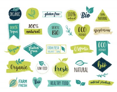 Leckeres Essen Logos für Bio-Produkte