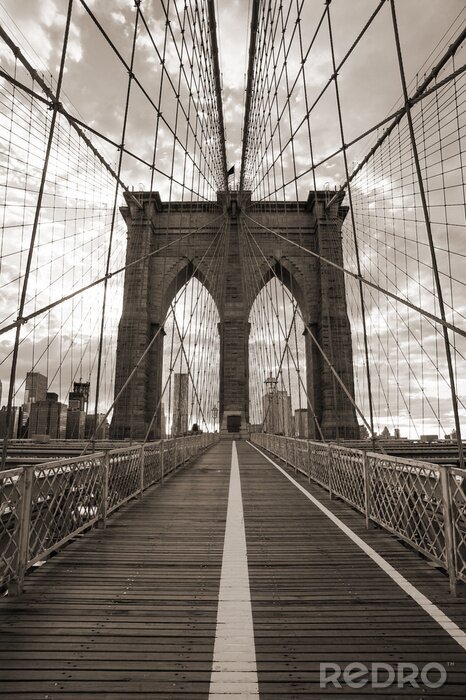 Sticker Leere Brooklyn Bridge bei Nacht