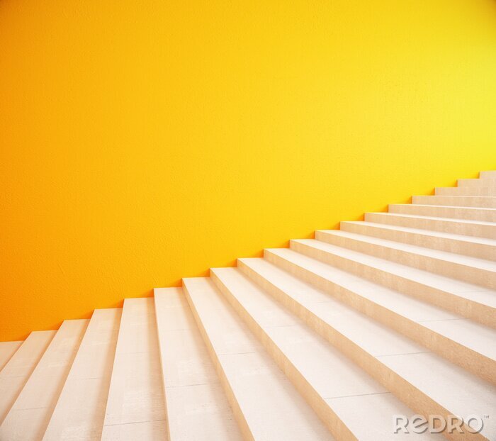 Sticker Leere gelbe Wand und Treppe