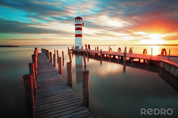 Sticker Leuchtturm am stiller See