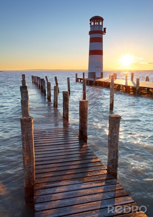 Sticker Leuchtturm Sonne und Stege