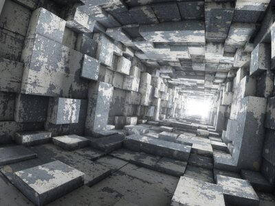 Fototapete Licht im geometrischen Tunnel