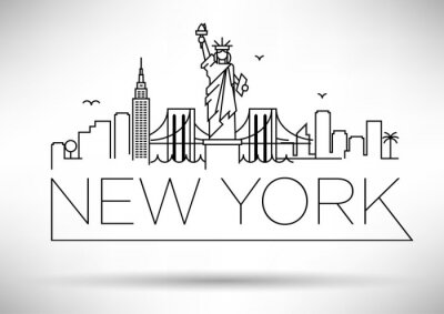 Sticker Linear New York City Skyline mit typografischen Entwurf