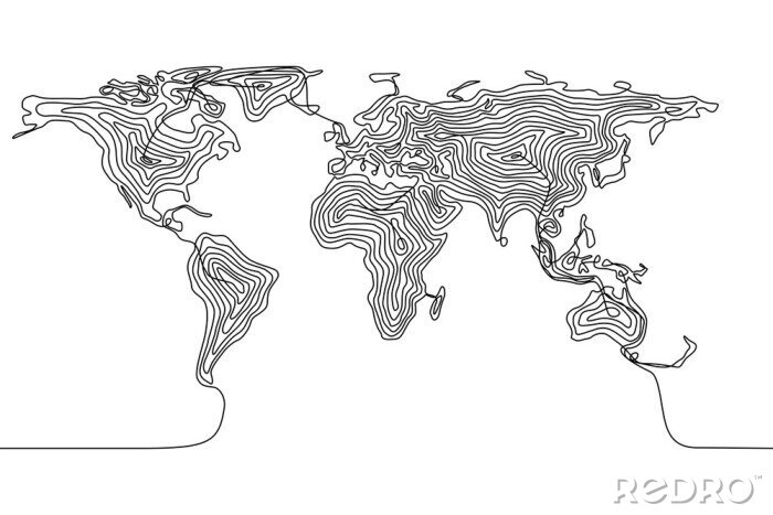 Sticker Lineare Karte der Welt