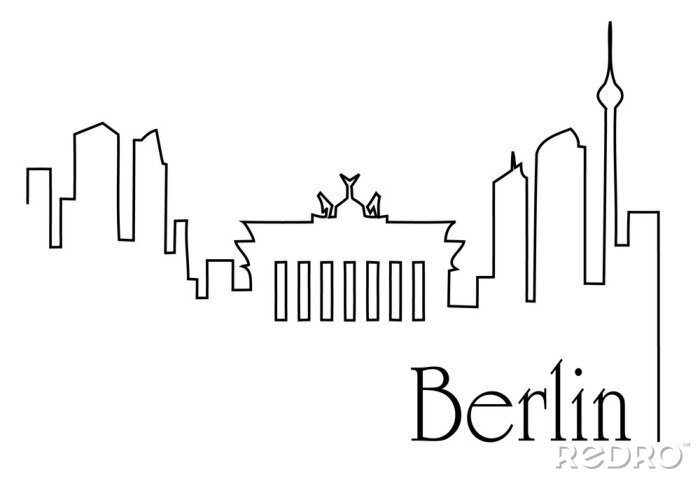 Sticker Linienzeichnungshintergrund Berlin-Stadt eine