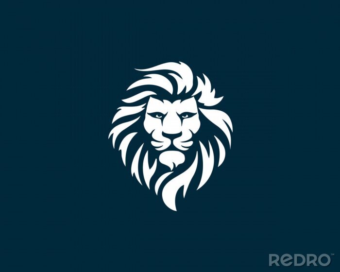 Sticker Löwenkopf auf einfarbig dunkelblauem Hintergrund