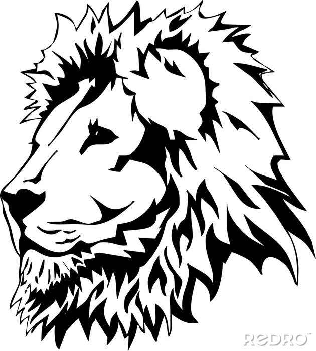 Sticker Löwenkopf schwarze Konturen Grafik