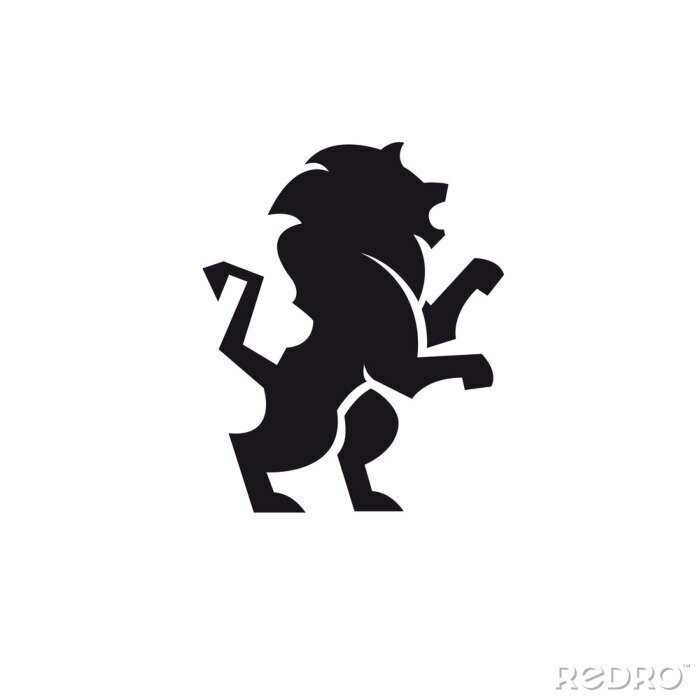 Sticker Löwensilhouette schwarz Logo