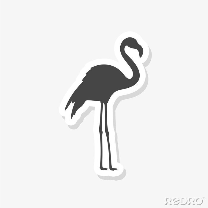 Sticker Logo mit schwarzem Flamingo