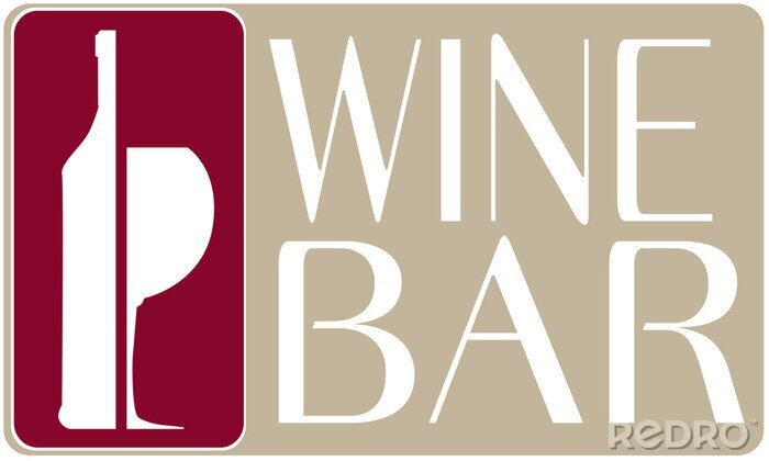Sticker logo Weinbar Weinglas und Flasche