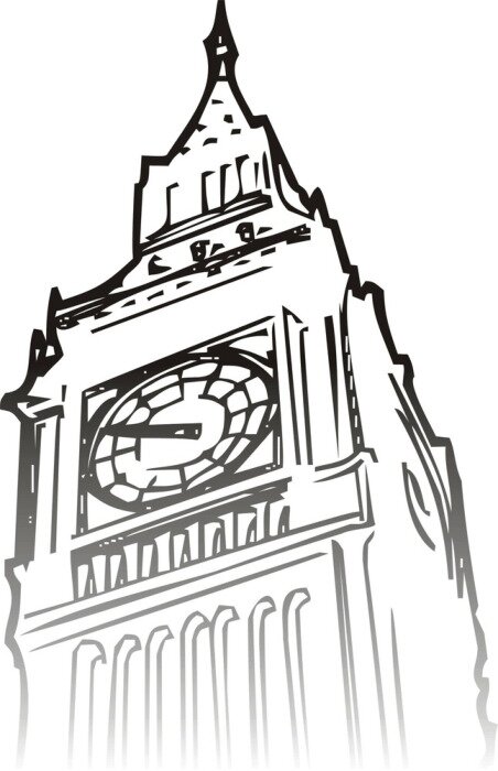 Sticker London Big Ben in schwarz-weiß