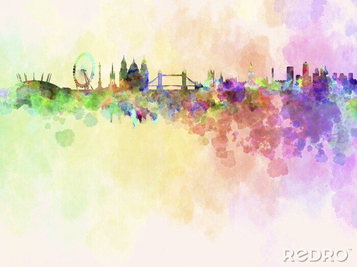 Sticker London in farbenfrohem Aquarell