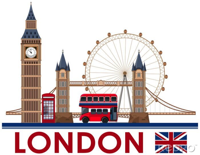 Sticker London-Markstein auf weißem Hintergrund