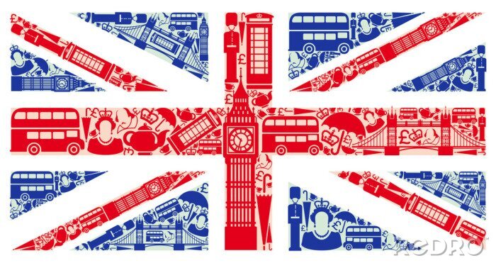 Sticker London rotes und blaues Muster