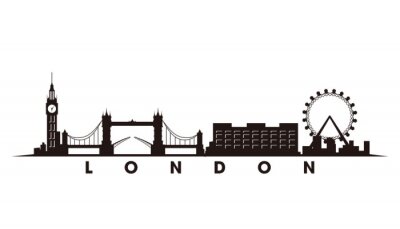 Sticker London skyline and landmarks silhouette vector