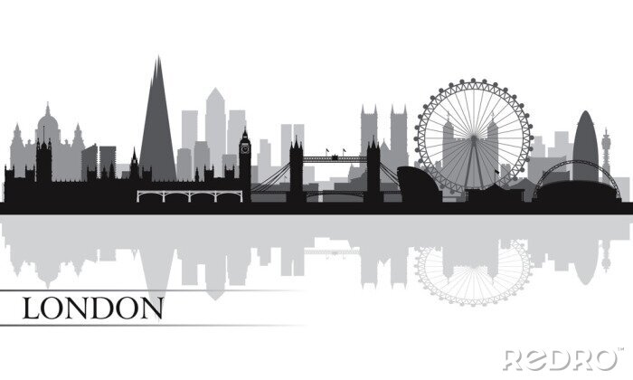 Sticker London Skyline Silhouette Hintergrund