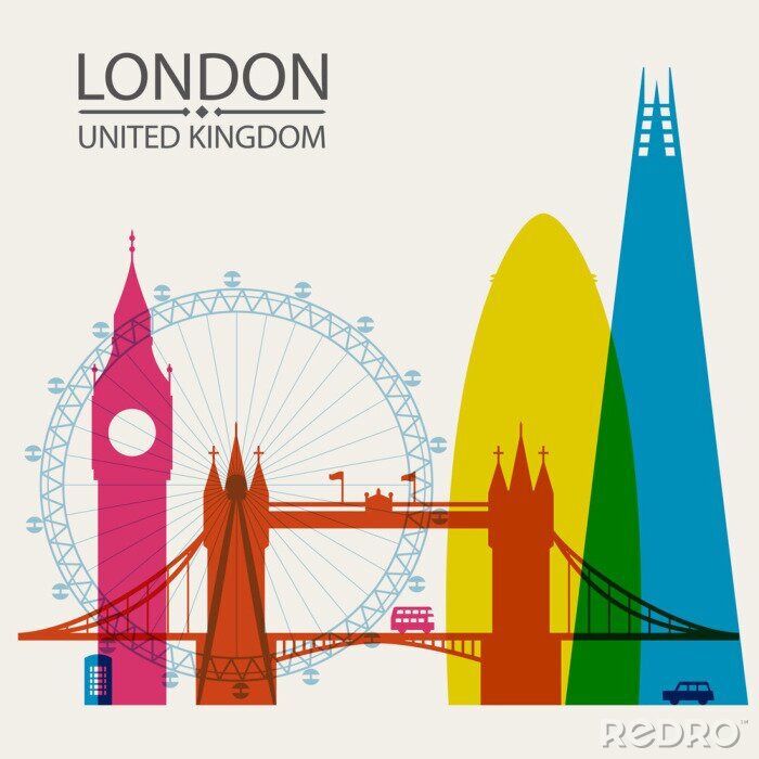 Sticker London Skyline Silhouette Hintergrund, Vektor-Illustration