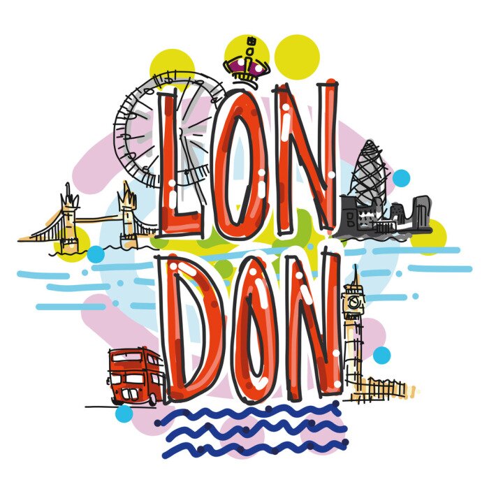 Sticker London Stadt Hand gezeichnet Illustration Illustration