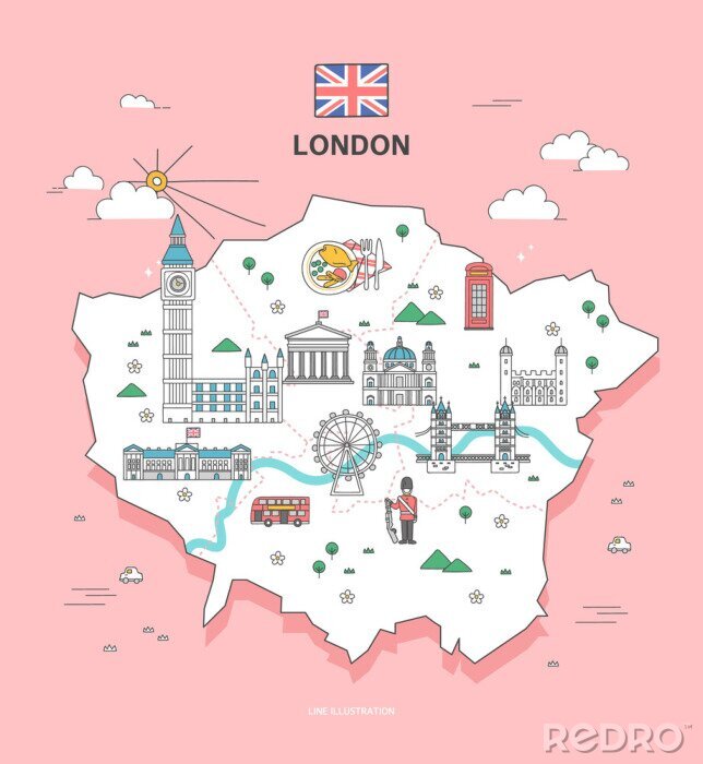 Sticker London Travel Landmark Collection