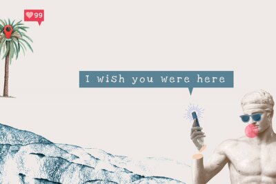 Sticker Love quote aesthetic I wish you were here social media banner
