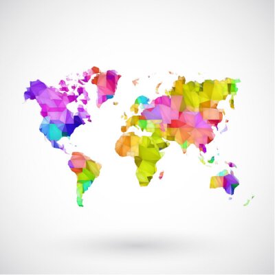 Sticker Low-Poly-Karte der Erde