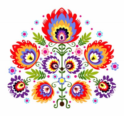 Sticker Ludowy wzór - kwiaty