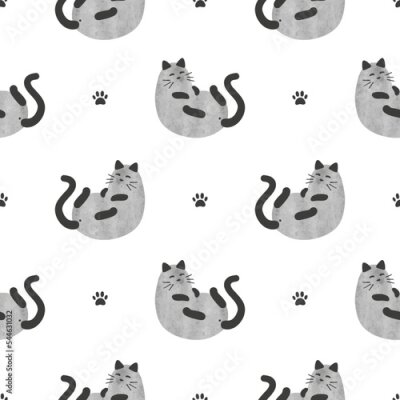 Sticker Lustige graue Katzen mit schwarzen Schwänzen