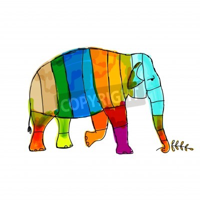 Sticker Lustiger gestreifter Elefant für Ihr Design