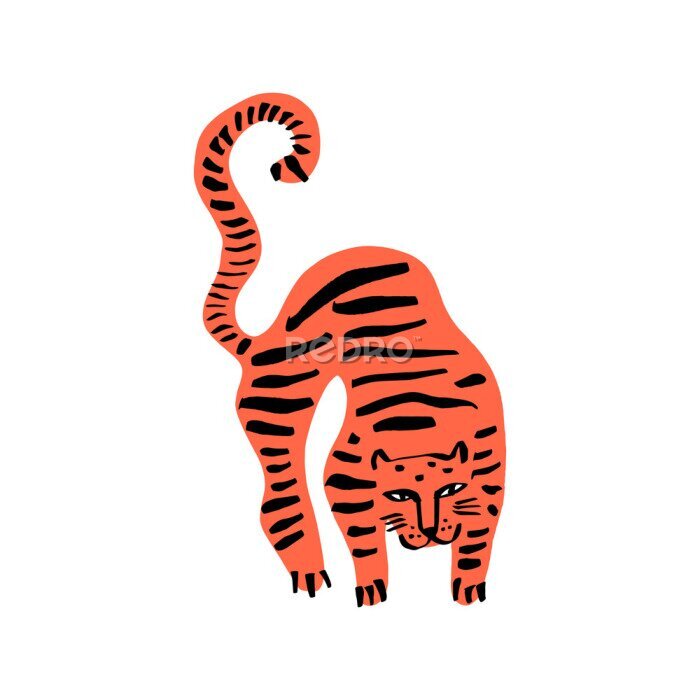 Sticker Lustiger hockender Tiger