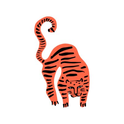 Sticker Lustiger hockender Tiger